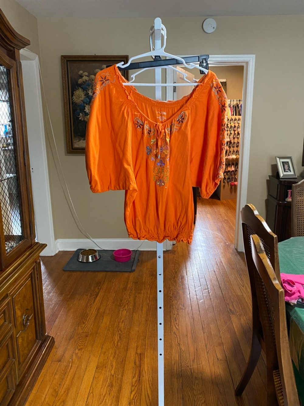 RXB Bright Orange Embroidered Peasant Top